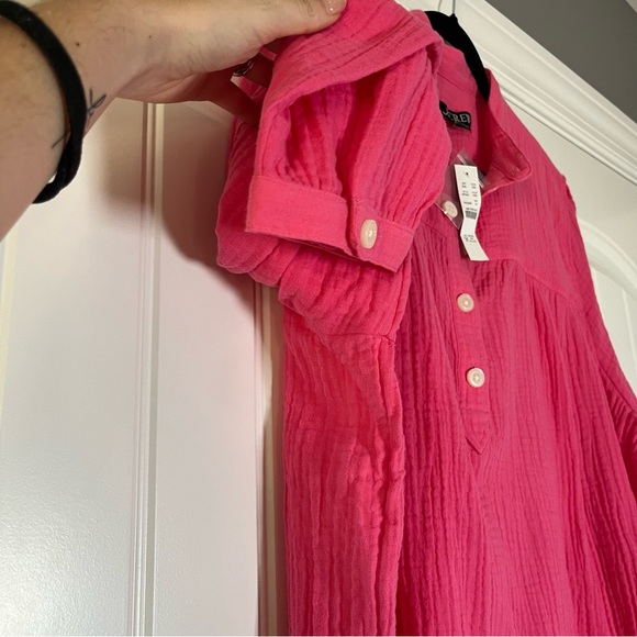 J. Crew Cotton Gauze Fresco Top Long Sleeve Button Front Pink Size 2X NWT - Picture 4 of 8
